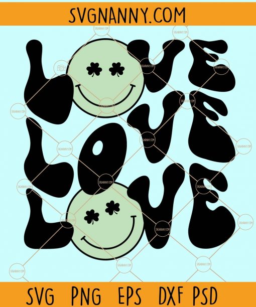 Retro love with shamrock smiley svg