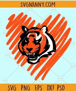 Scribble heart bengals svg