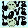 Shamrock love wavy letters with retro smiley svg