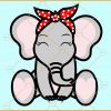 Sitting baby elephant with bandana svg