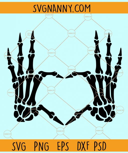 Skeleton hands love heart symbol svg