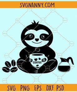 Sloth with coffee svg