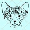 Sphynx cat floral crown svg