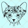 Sphynx cat floral crown svg