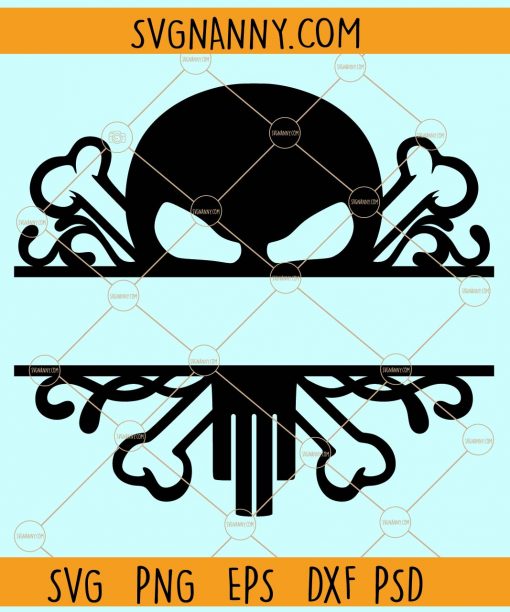 Split Punisher Skull Logo monogram svg