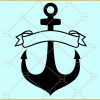 Split nautical anchor ribbon monogram svg