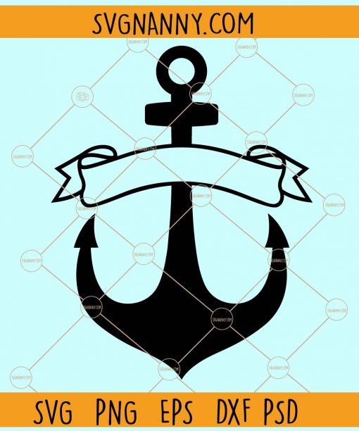 Split nautical anchor ribbon monogram svg