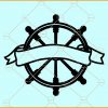 Split ship steer wheel ribbon monogram svg