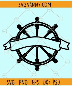 Split ship steer wheel ribbon monogram svg