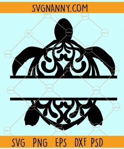 Split turtle monogram svg