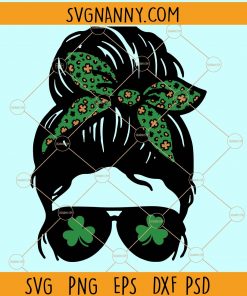 St. Patrick's day messy bun svg