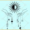 Sun with witchy hands svg