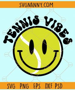 Tennis vibes retro smiley face svg