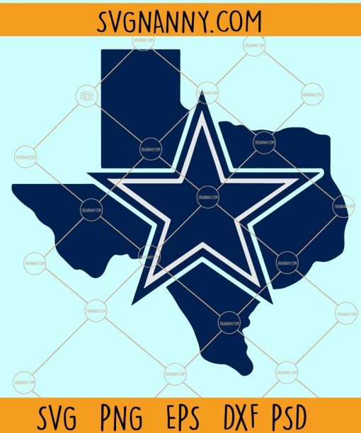 Texas state map outline with Dallas cowboys star svg