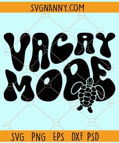 Vacay mode wavy letters with sea turtle svg