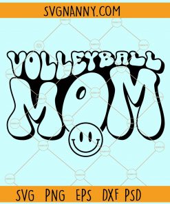 Volleyball mom wavy letters smiley face svg