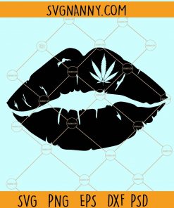 Weed leaf on lips svg