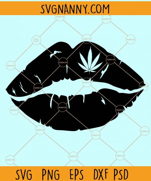 Weed leaf on lips svg